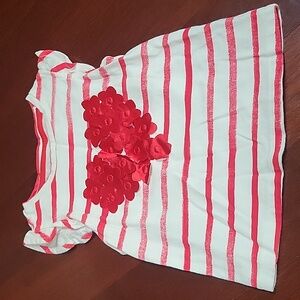 EUC BabyGap Flutter Sleeve Stripe Shirt with Flower Heart Applique